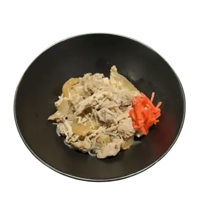 Beef bowl with rice served in Japanese style